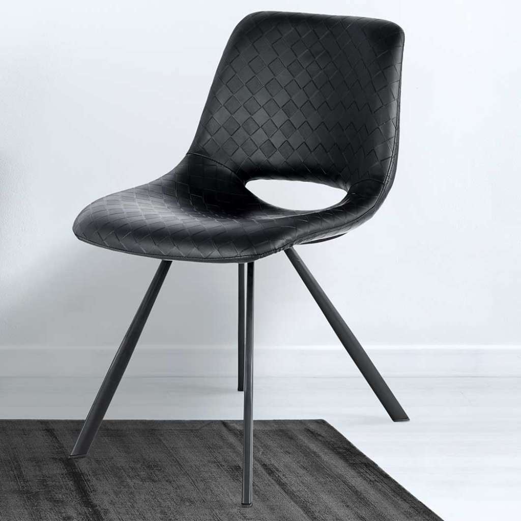 Kunstleder Stühle in Schwarz Metallgestell (2er Set)