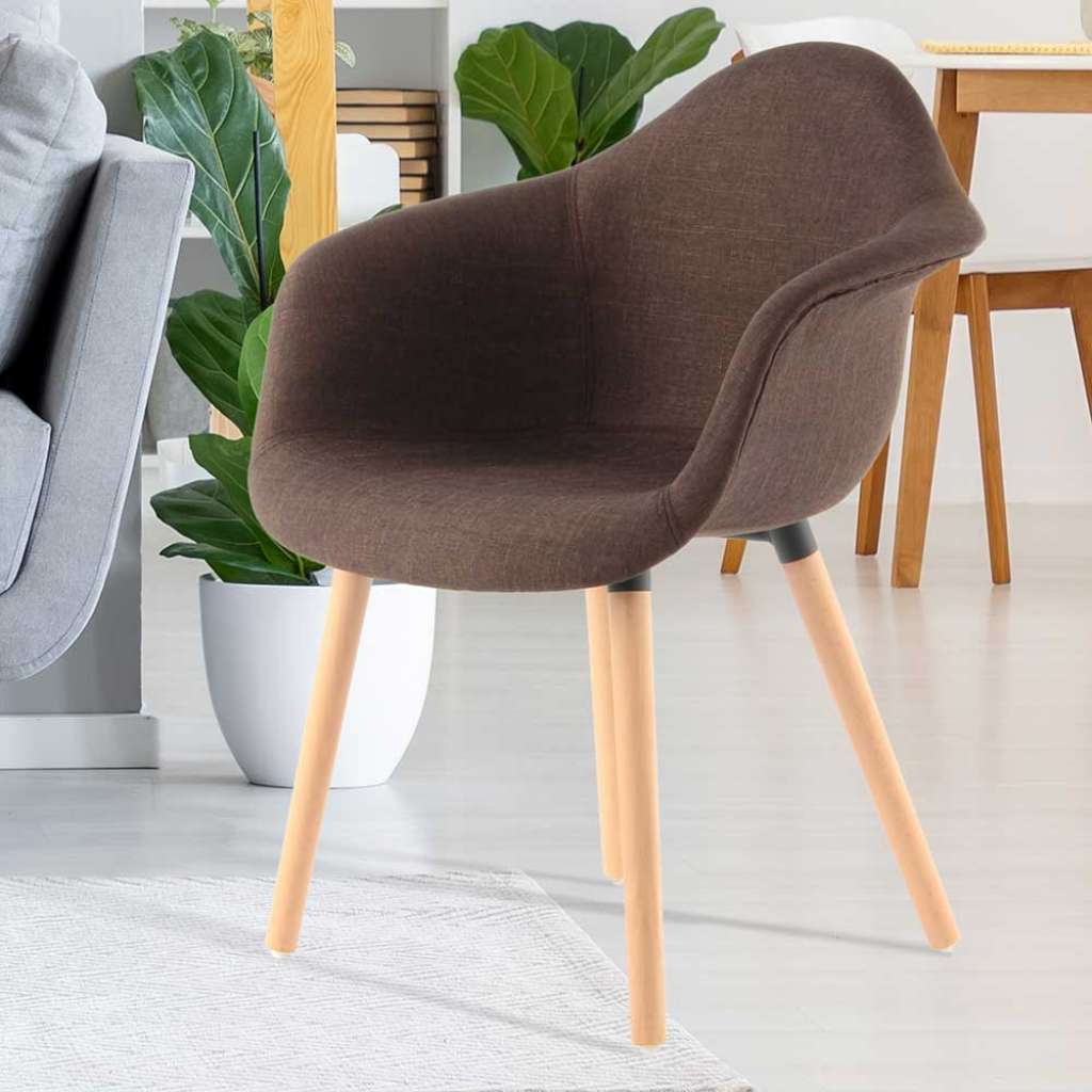 Esszimmer Polsterstühle in Dunkelbraun Webstoff Armlehnen (2er Set)