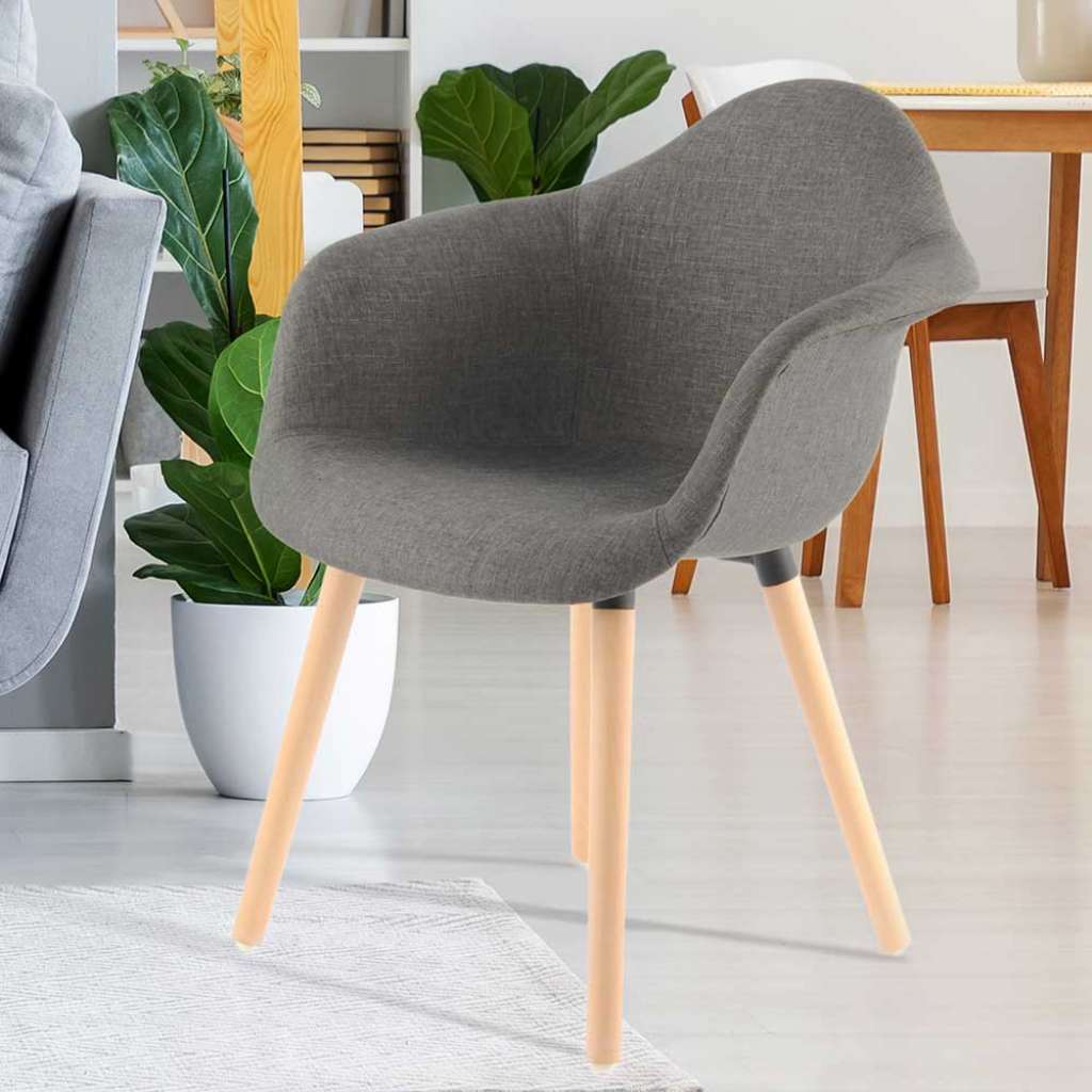 Armlehner in Grau Webstoff Skandi Design (2er Set)