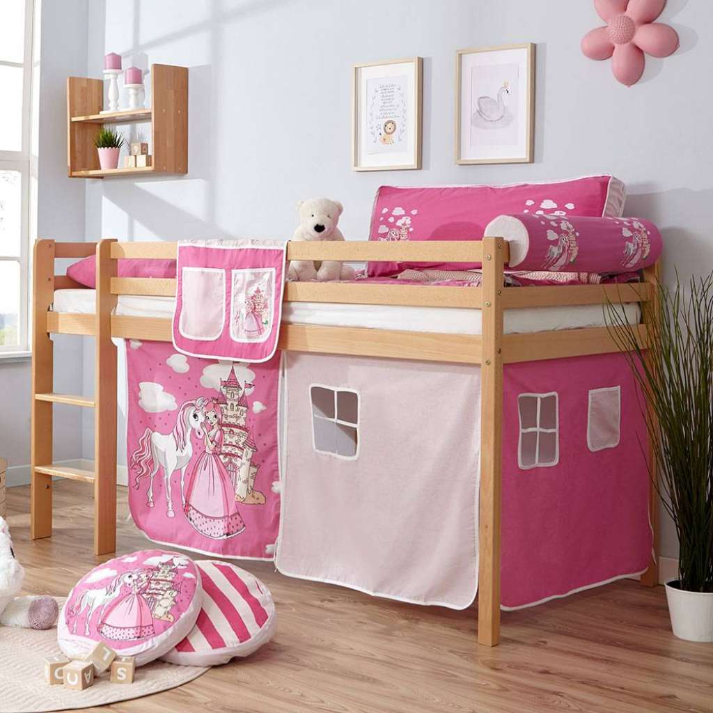 Kinderbett in Buchefarben Pink und Rosa 110 cm hoch
