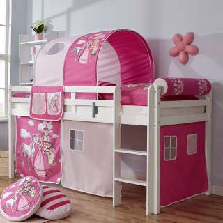 Kinderhochbett in Weiß Pink und Rosa Prinzessin Motiv