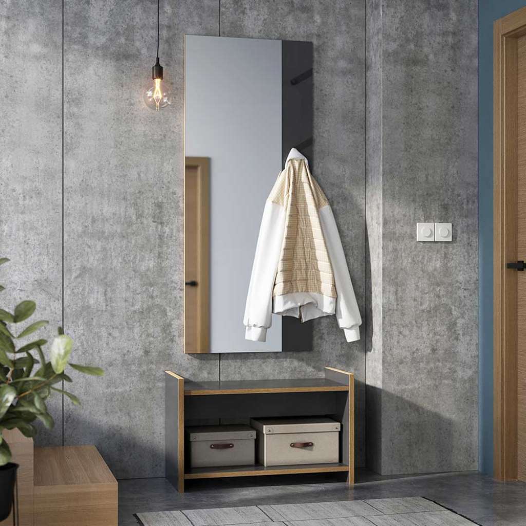 Flur Garderobe in Anthrazit und Eiche Optik Made in Germany (2-teilig)