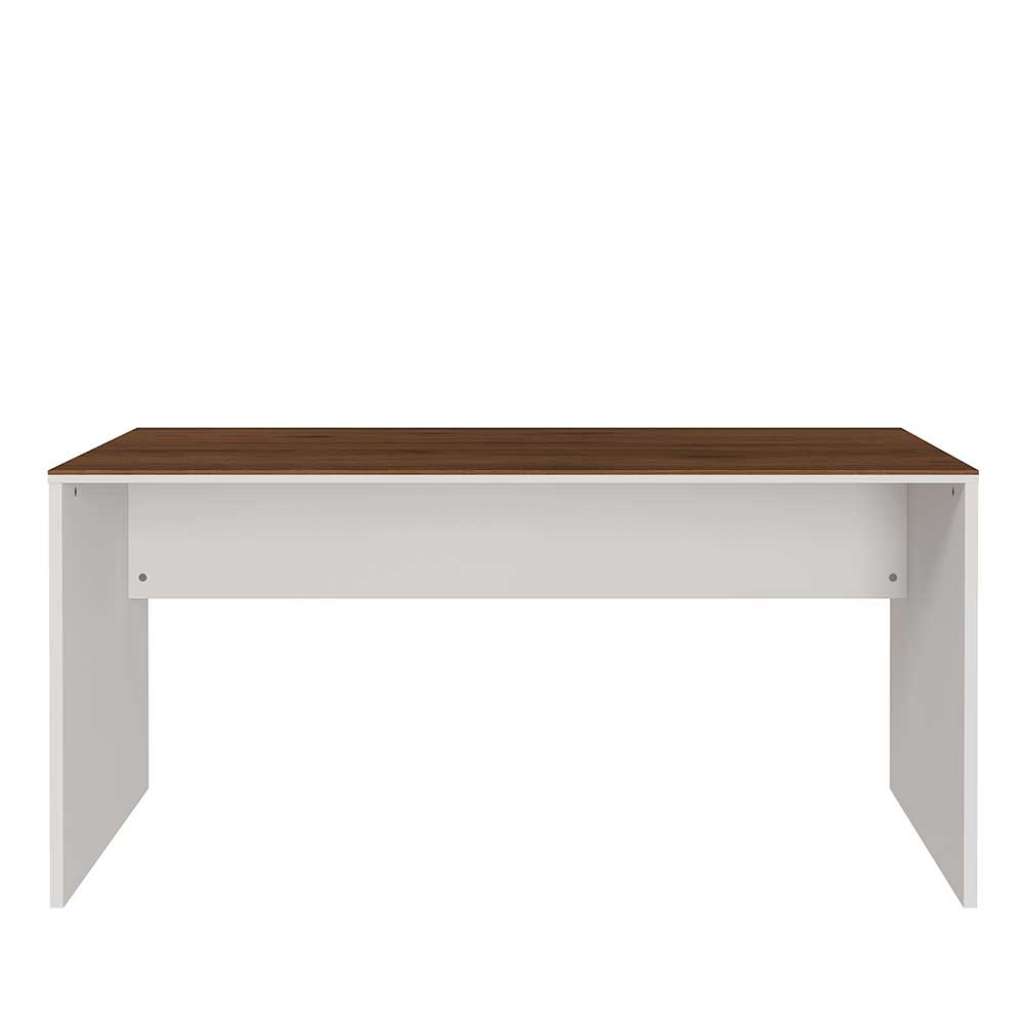 Büroschreibtisch in Creme Weiß und Nussbaum Optik Made in Germany