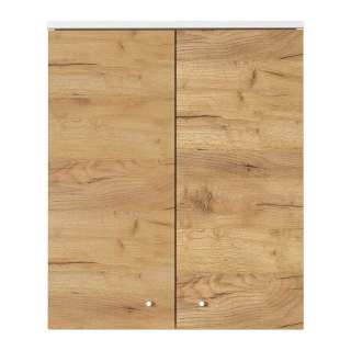 Bad Hängeschrank in Weiß und Wildeichefarben 60 cm breit
