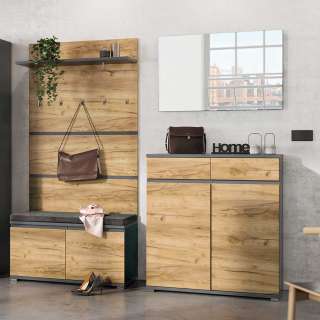 Flurmöbel Set in Wildeichefarben und Anthrazit modern (4-teilig)
