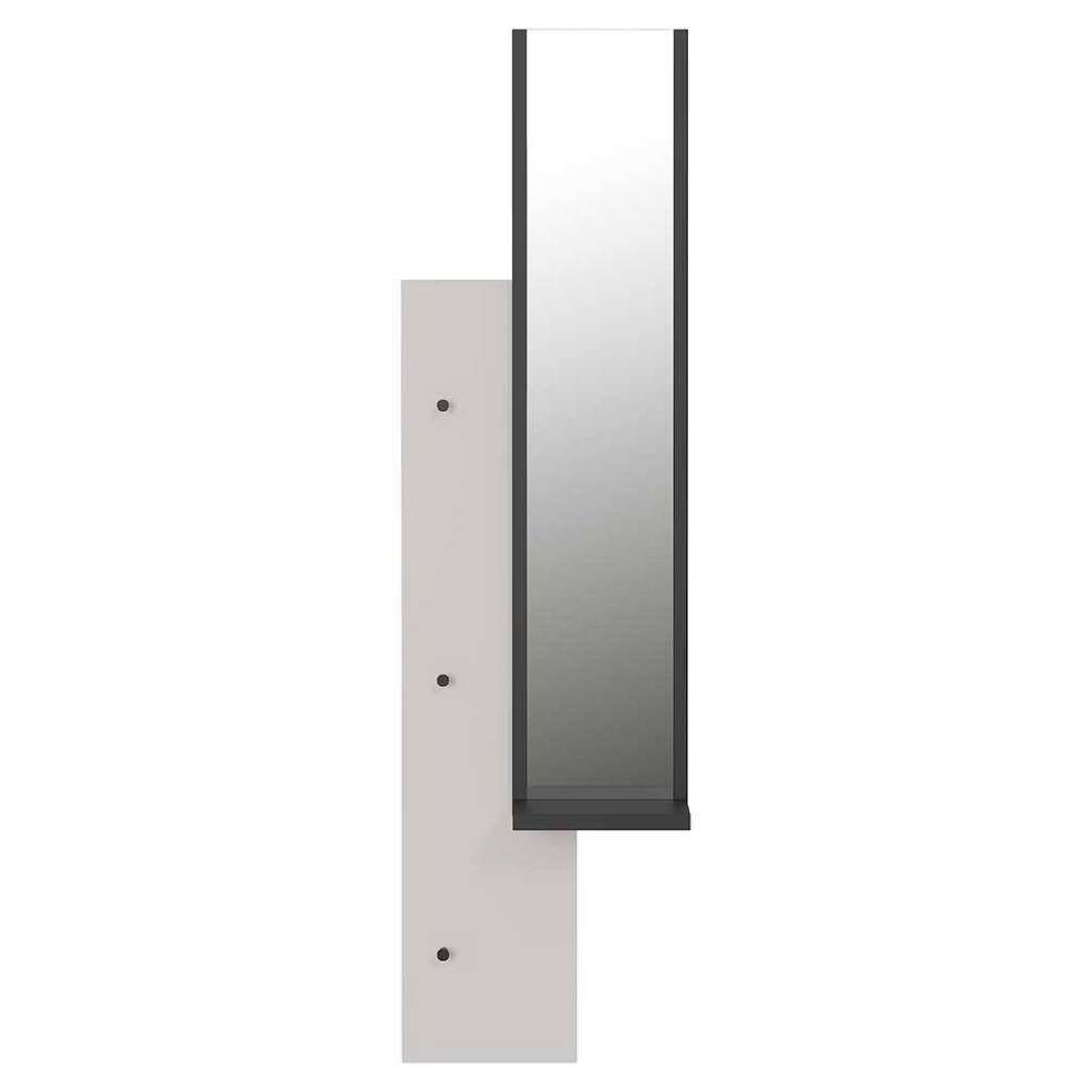 Hängegarderobe in Creme Weiß und Schwarz Spiegel