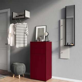 Flurgarderobe in Dunkelrot und Creme Weiß Made in Germany (3-teilig)