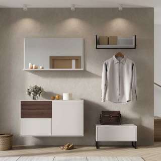 Dielenmöbel Set in Creme und Nussbaumfarben modern (4-teilig)