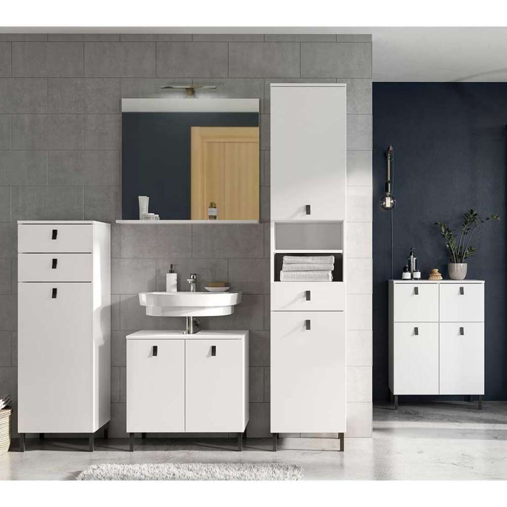 Badmöbel Set in Weiß 215 cm breit (5-teilig)