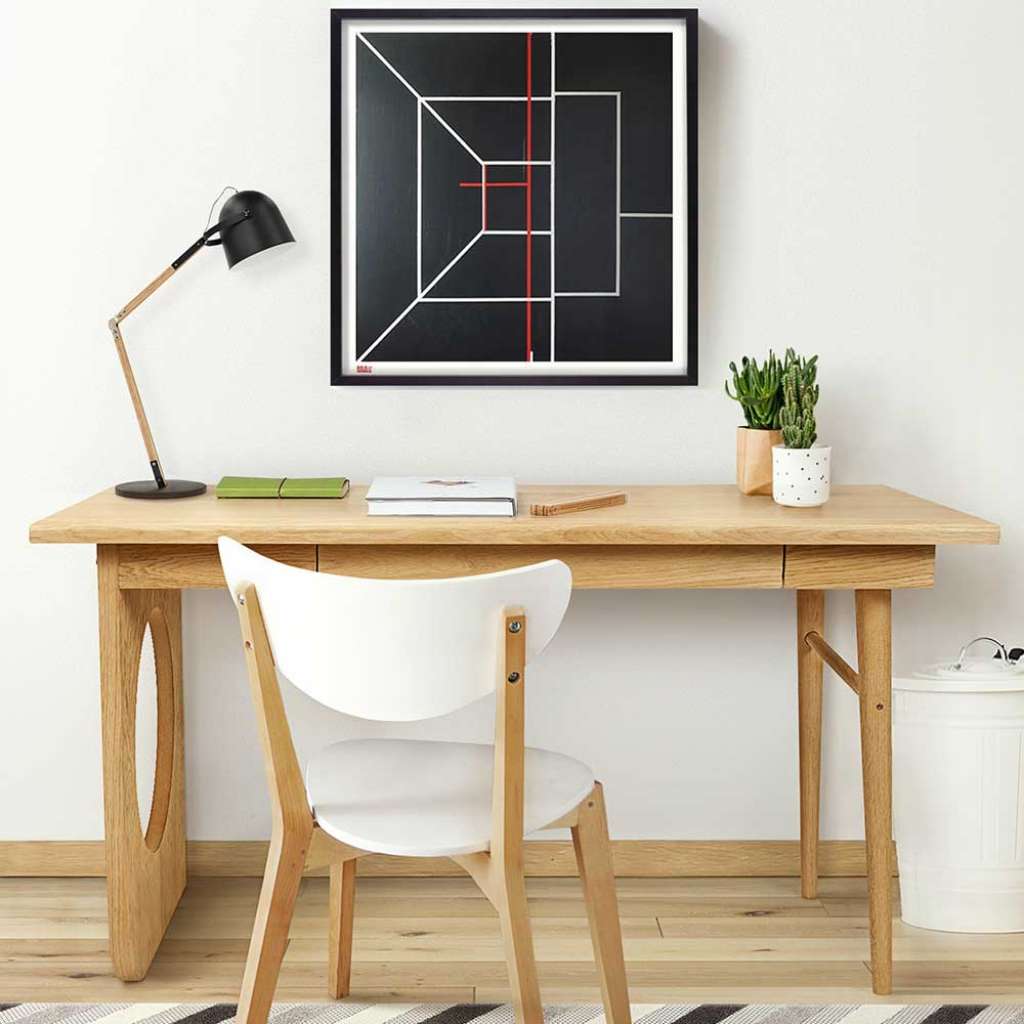 Skandi Design Schreibtisch mit Eiche furniert 140 cm breit