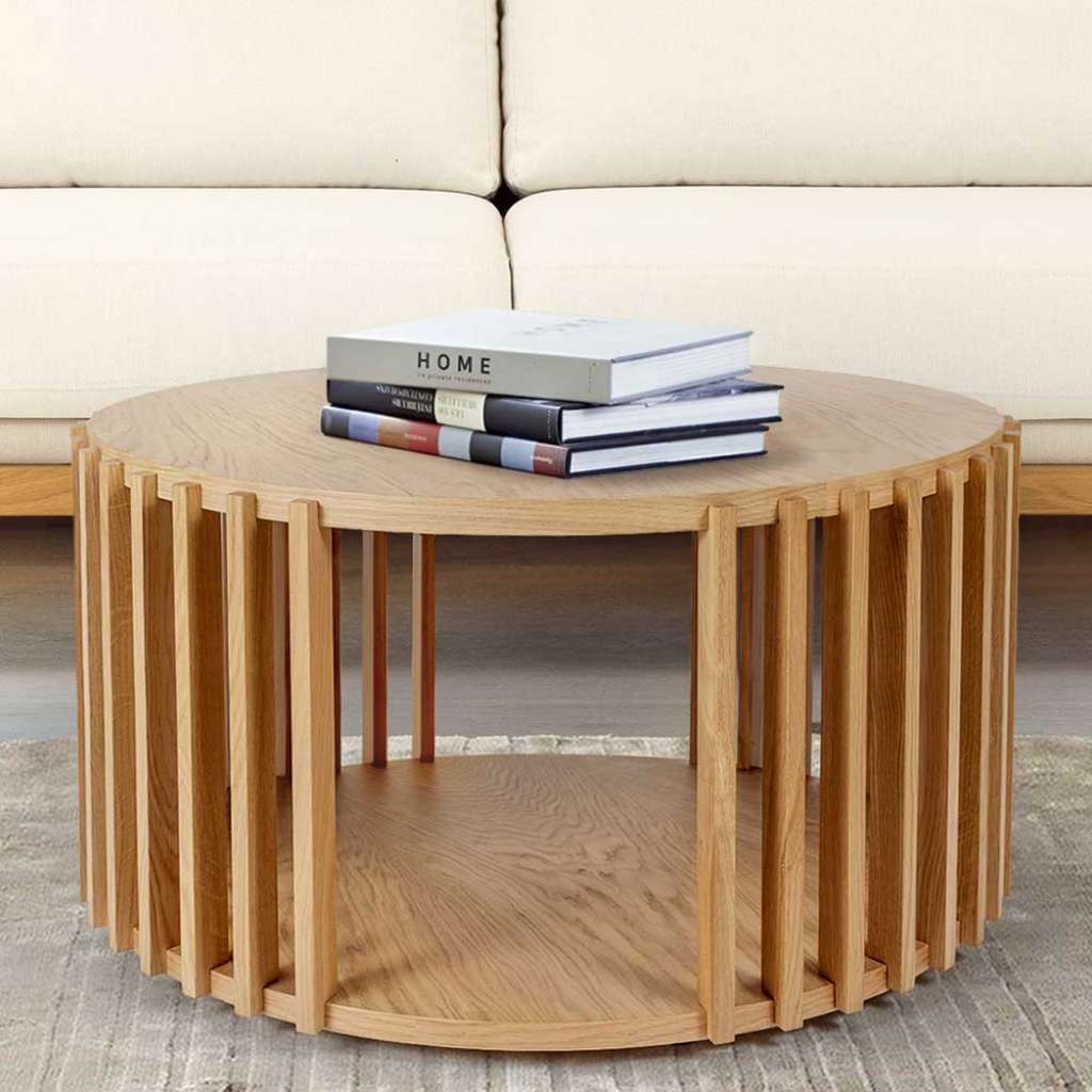 Runder Sofatisch mit Eiche furniert Skandi Design