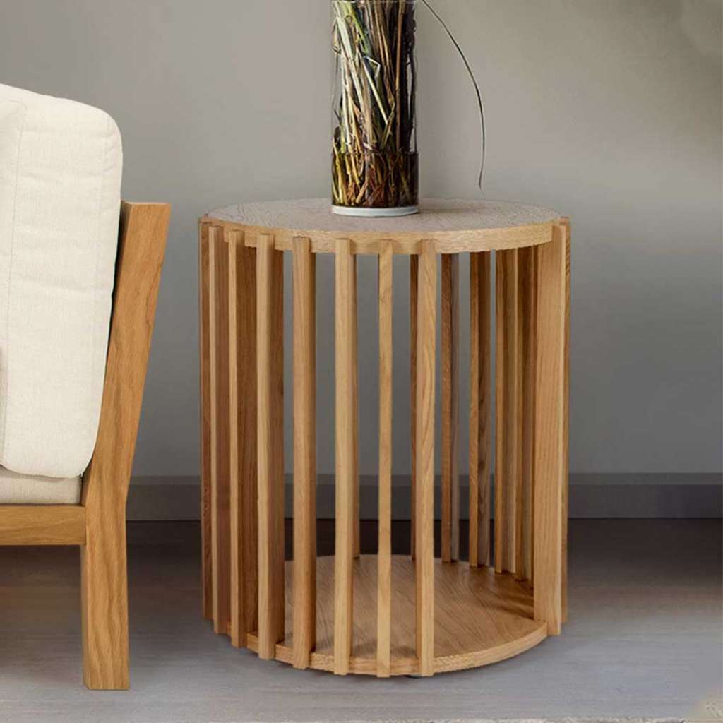 Couch Beistelltisch mit Eiche furniert Skandi Design