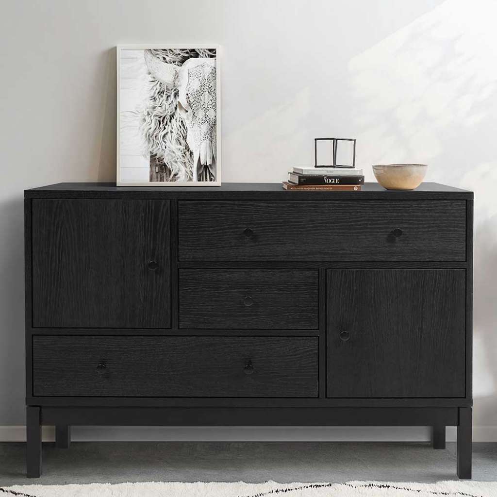 Große Kommode in Anthrazit Eiche furniert 120 cm breit