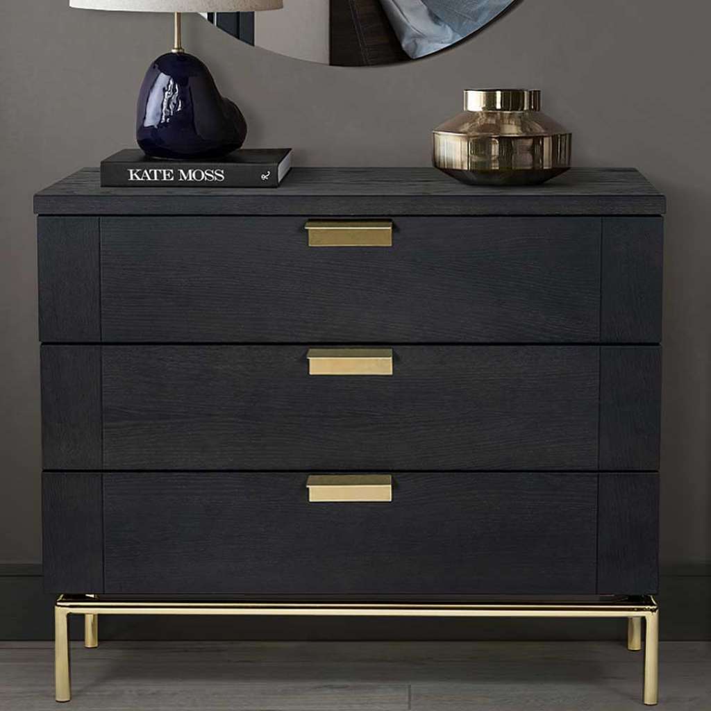 Garderobenkommode in Anthrazit und Messingfarben 75 cm hoch