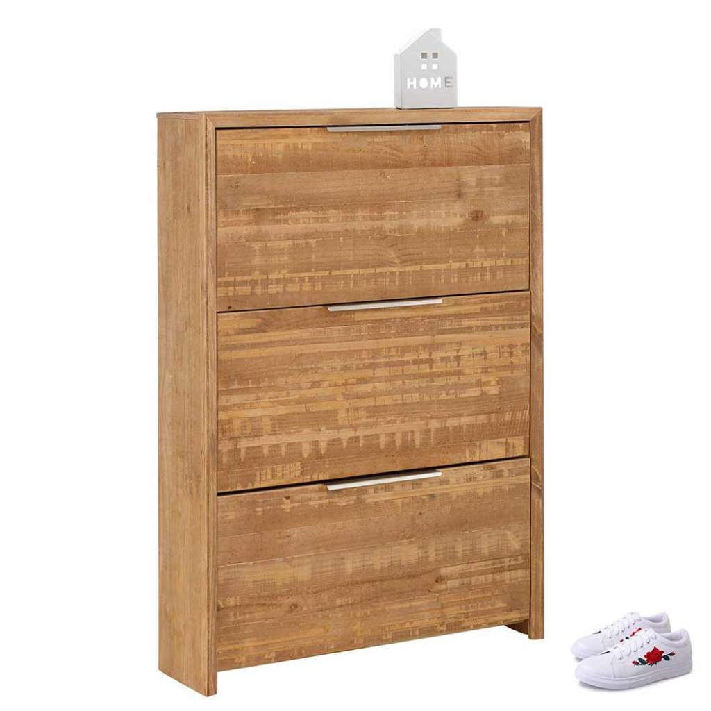 Schuhklappenschrank aus Kiefer Massivholz 90 cm breit
