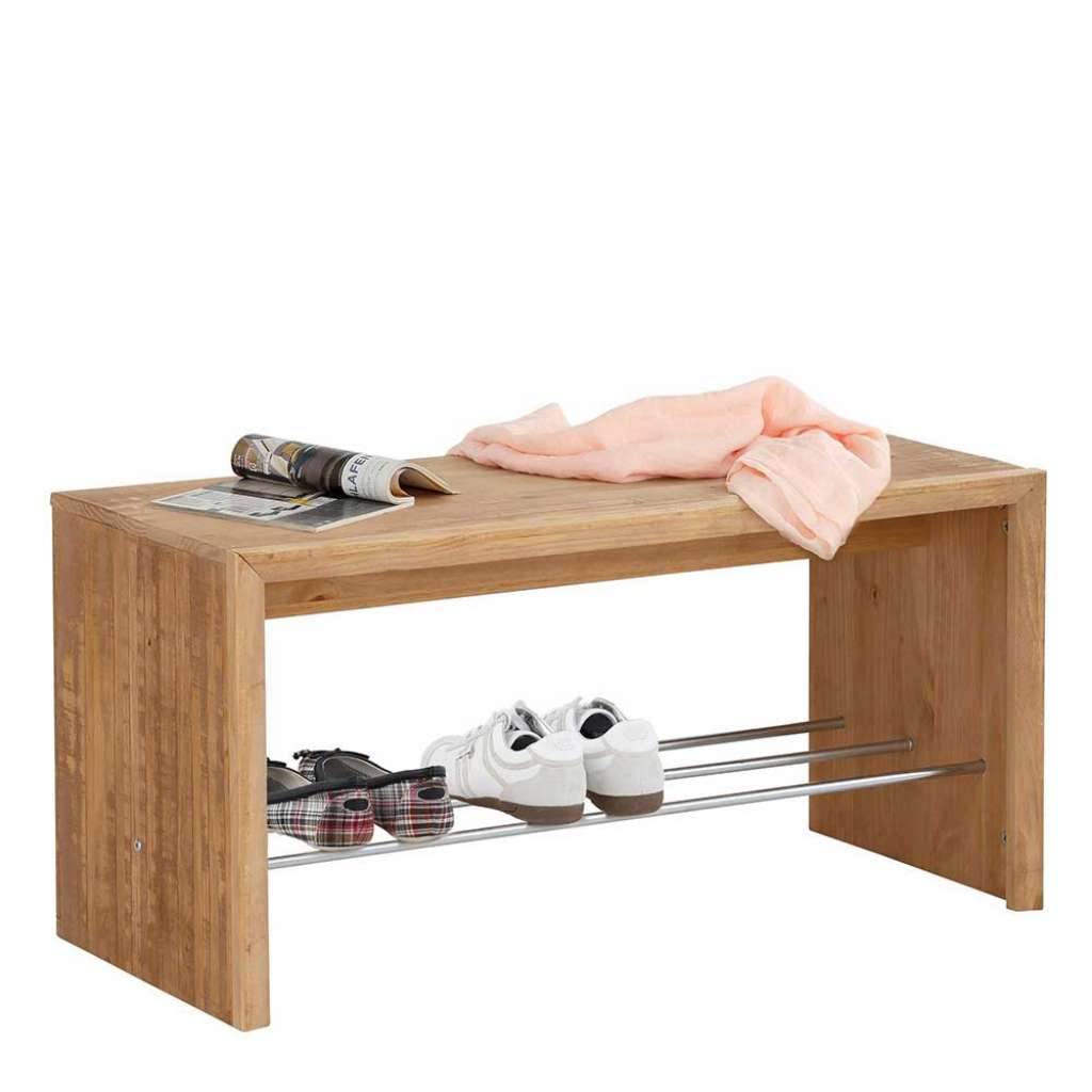 Garderobenbank aus Kiefer Massivholz Schuhrost