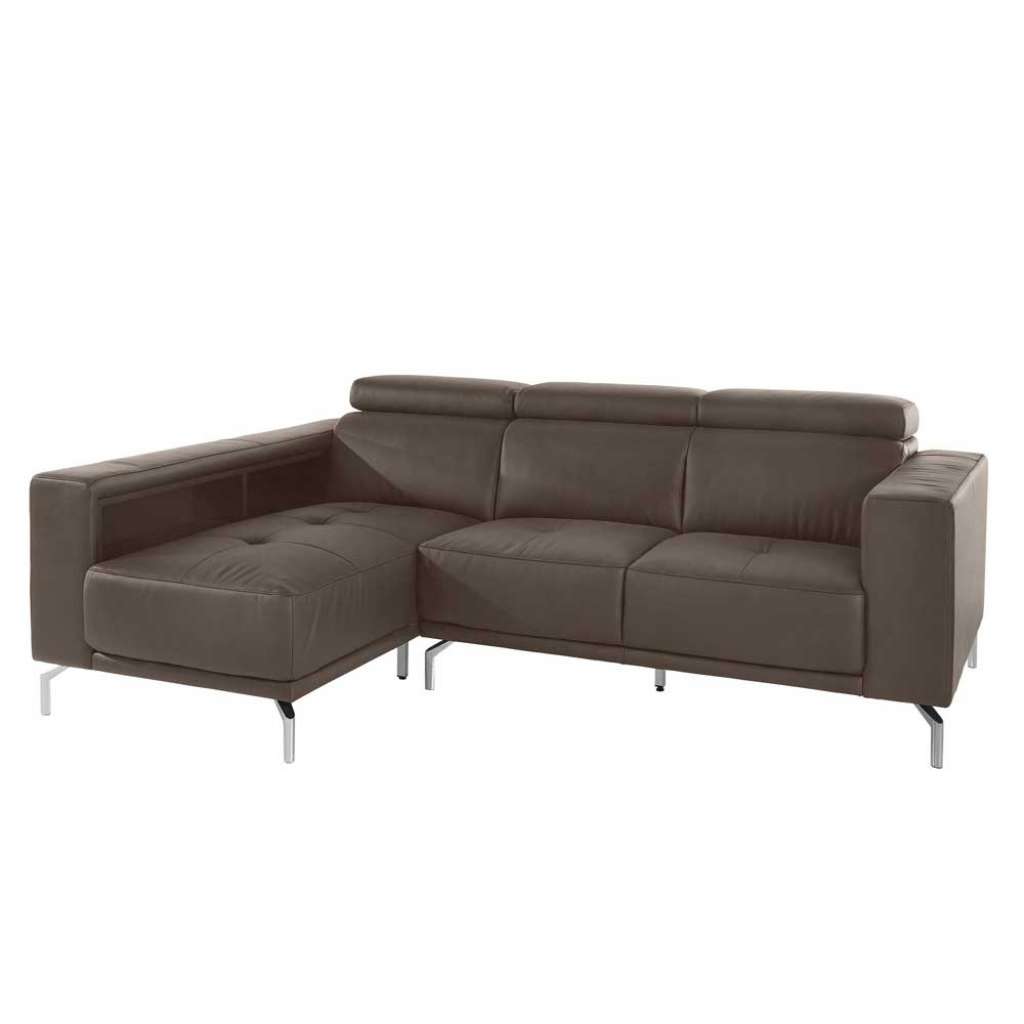 Ecksofa in Braun Leder Regal in der Armlehne