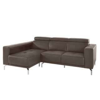 Ecksofa in Braun Leder Regal in der Armlehne