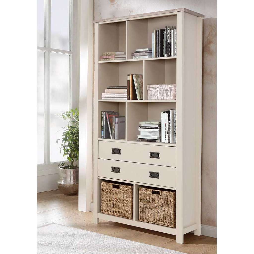 Standregal in Beige und Sonoma Eiche Landhausstil