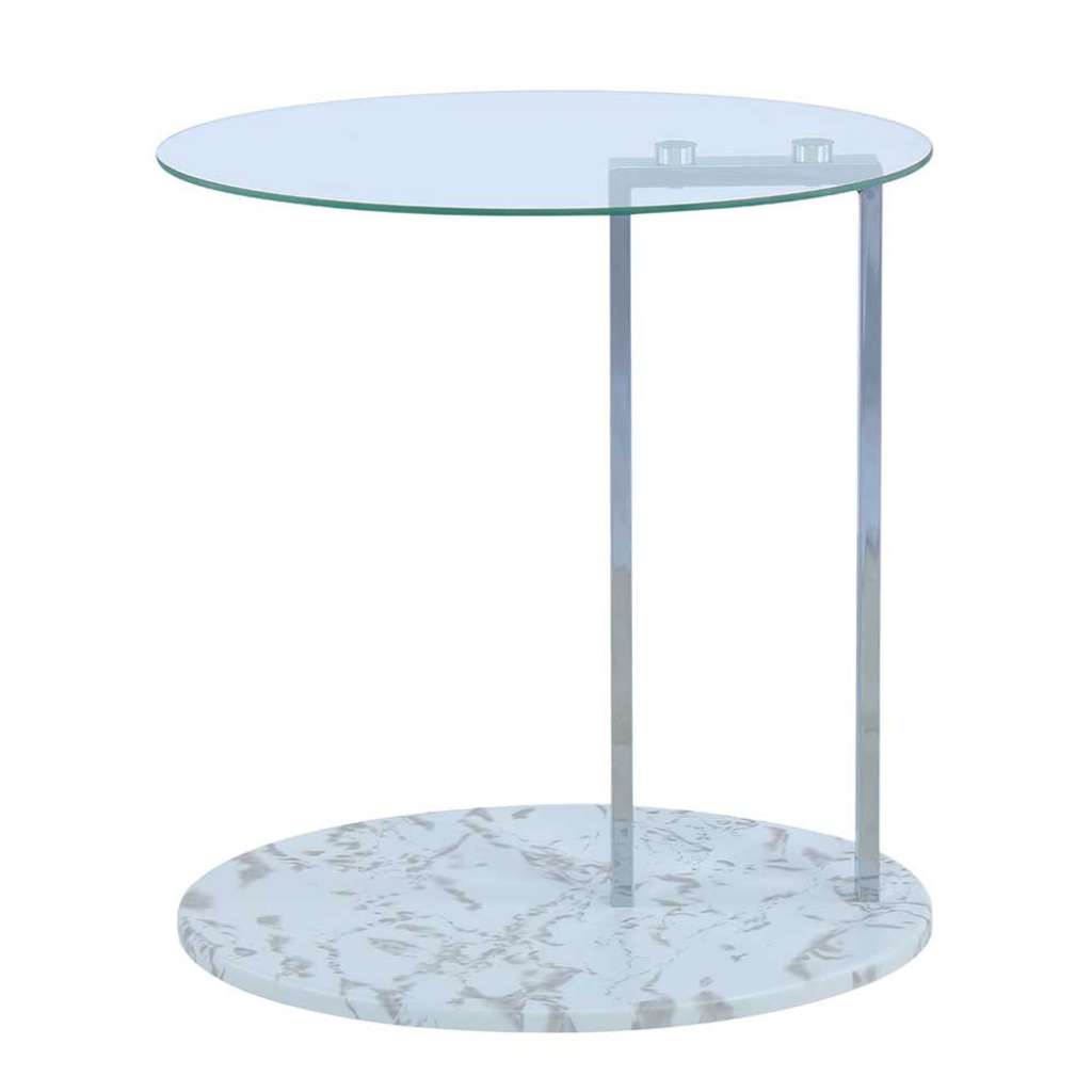 Glas Beistelltisch rund flacher Bodenplatte in Grau
