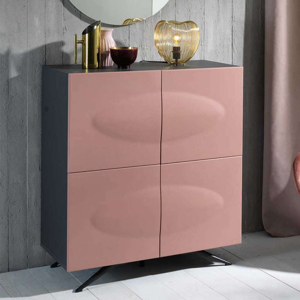 4 türige Kommode in Altrosa und Anthrazit modern
