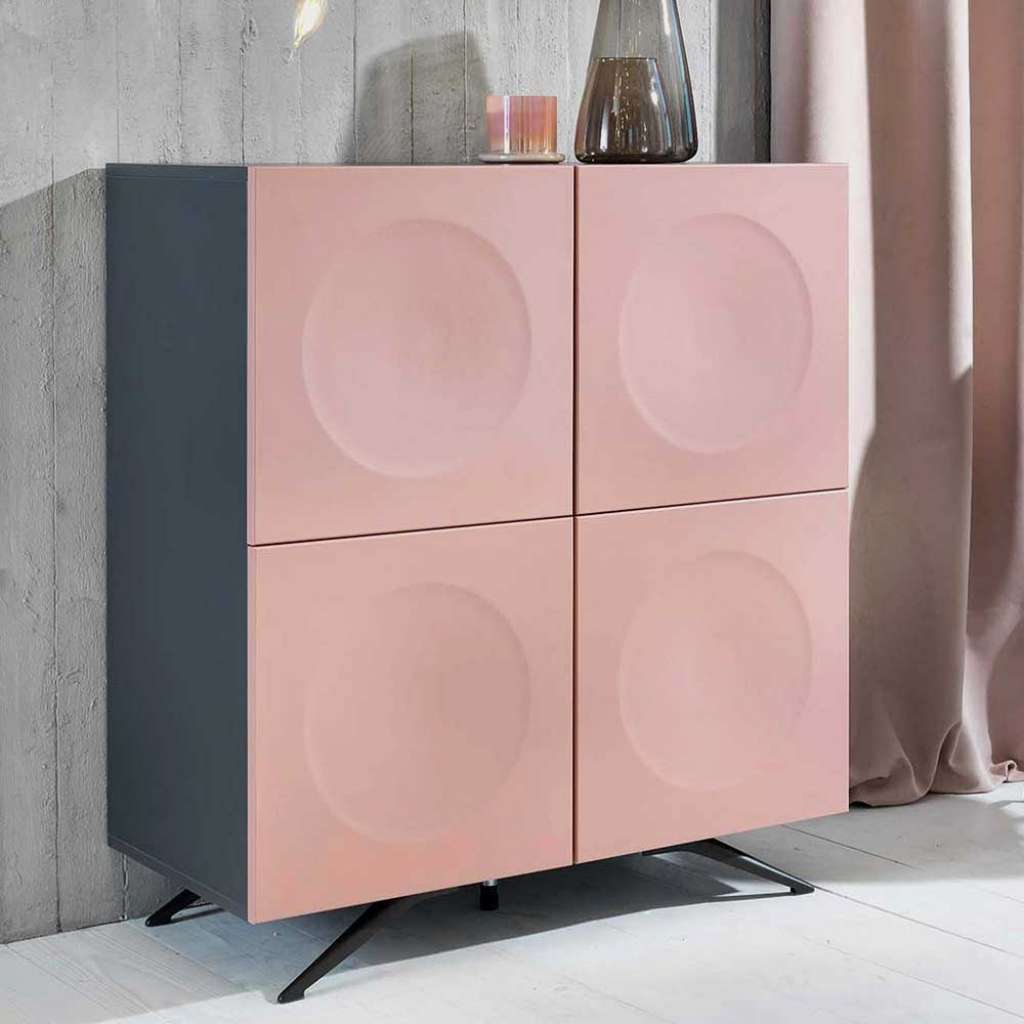 Türen Kommode in Altrosa und Anthrazit modern