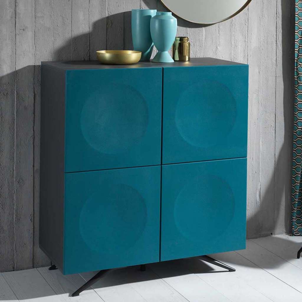 Design Kommode in Petrol und Anthrazit 4 türig