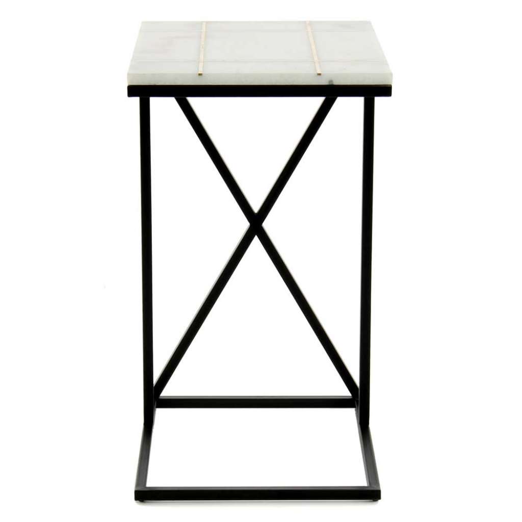 Wohnzimmer Tisch mit Marmor Steinplatte 45 cm breit