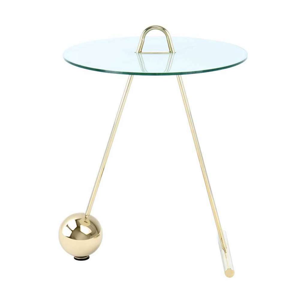 Design Glastisch mit runder Klarglasplatte 60 cm hoch