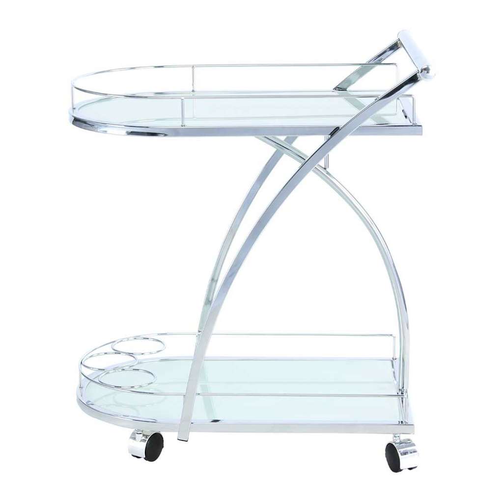 Glas Küchenwagen in Chromfarben 70 cm hoch