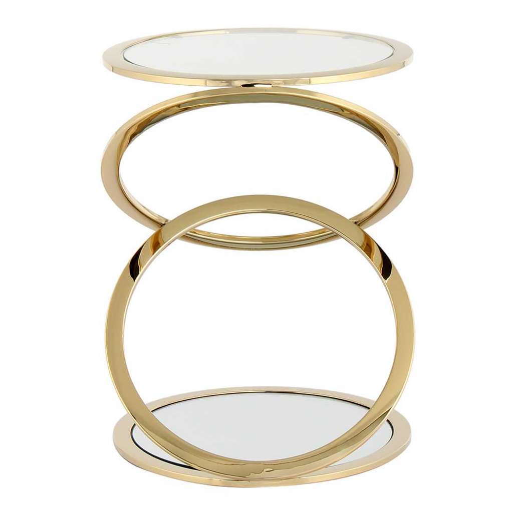 Spiegelglas Beistelltisch in Goldfarben modern