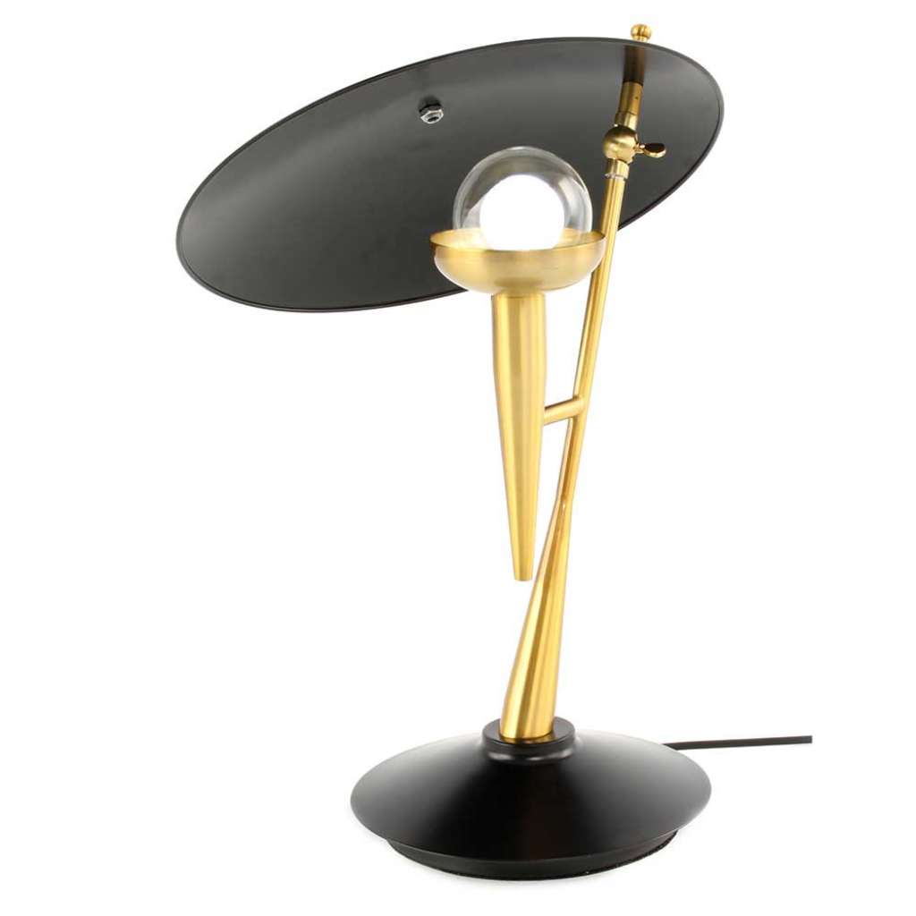 Tischlampe in Goldfarben und Schwarz Metall