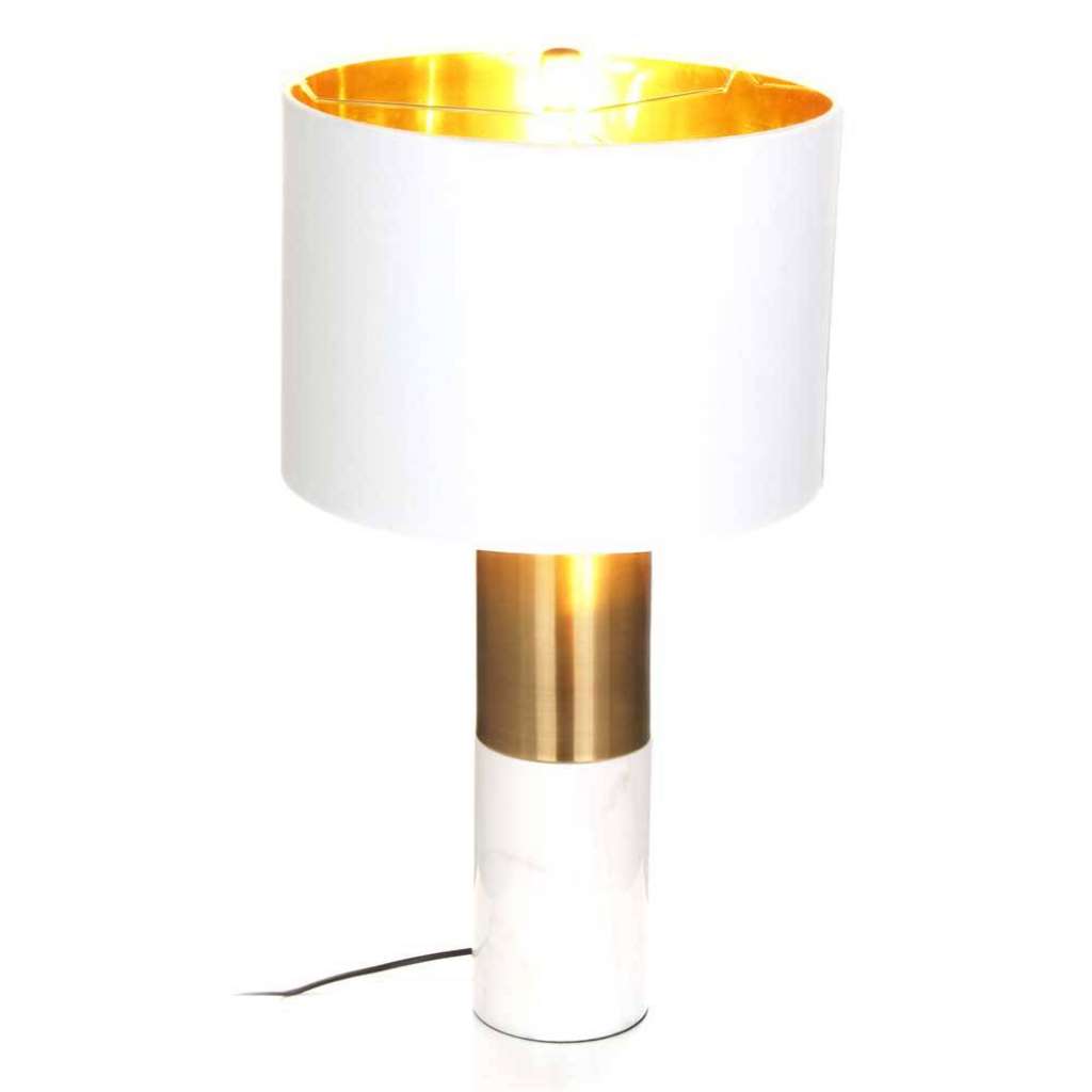 Wohnzimmer Tischlampe in Bronzefarben und Weiß 65 cm hoch