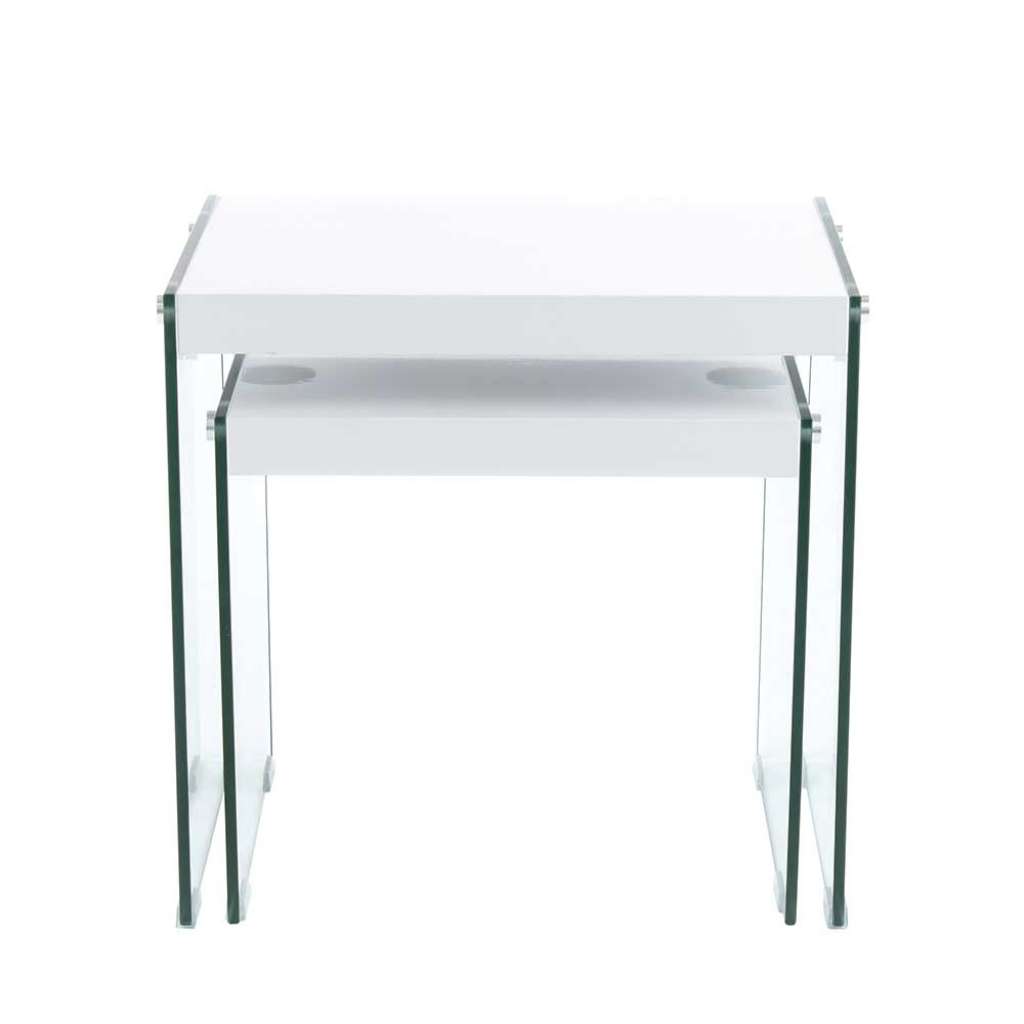 Beistelltisch Set in Weiß Glas und MDF (2-teilig)