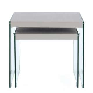 Beistelltische in Silberfarben MDF und Glas (2-teilig)
