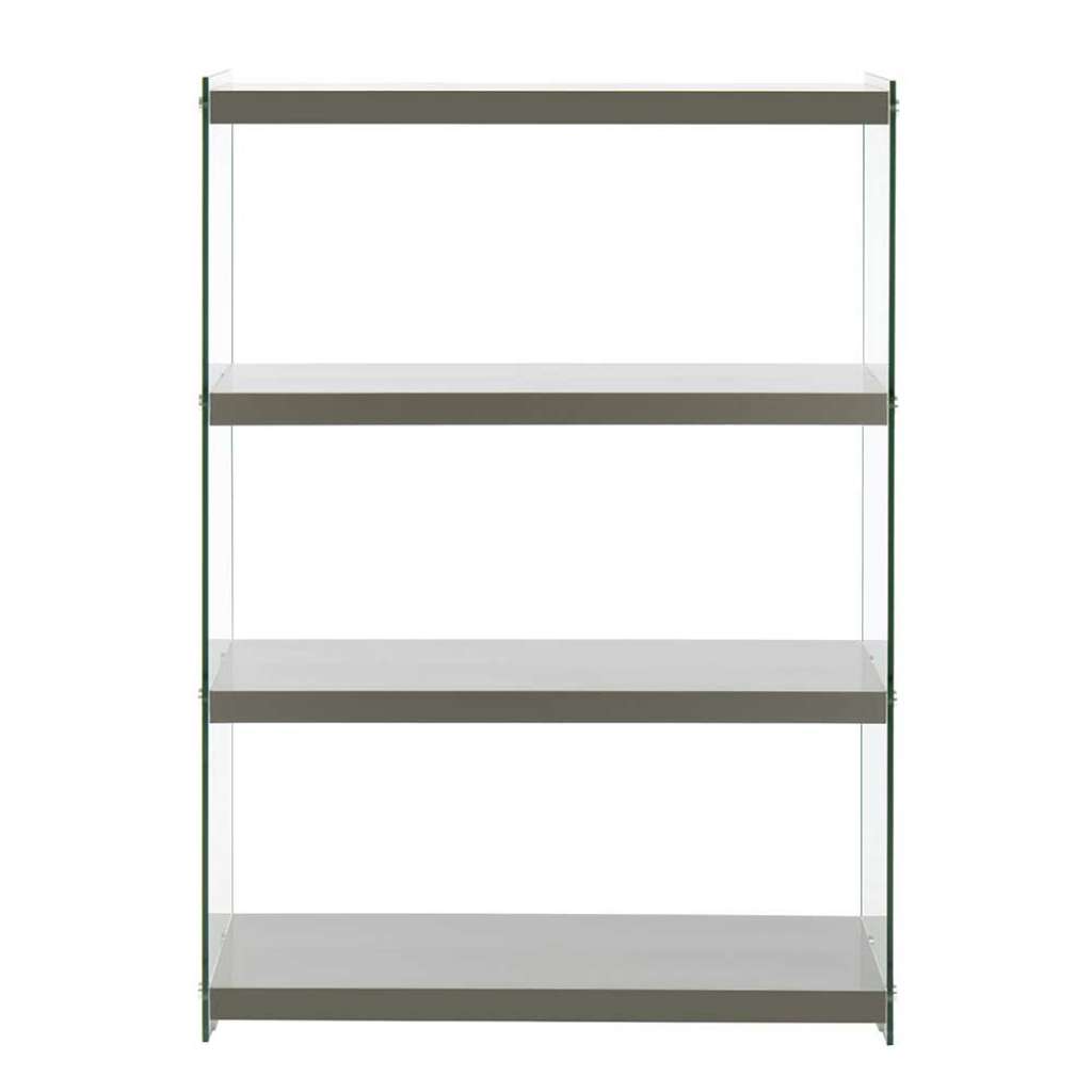 Buchregal in Grau Hochglanz Glas