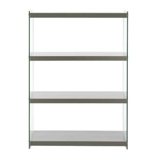 Buchregal in Grau Hochglanz Glas