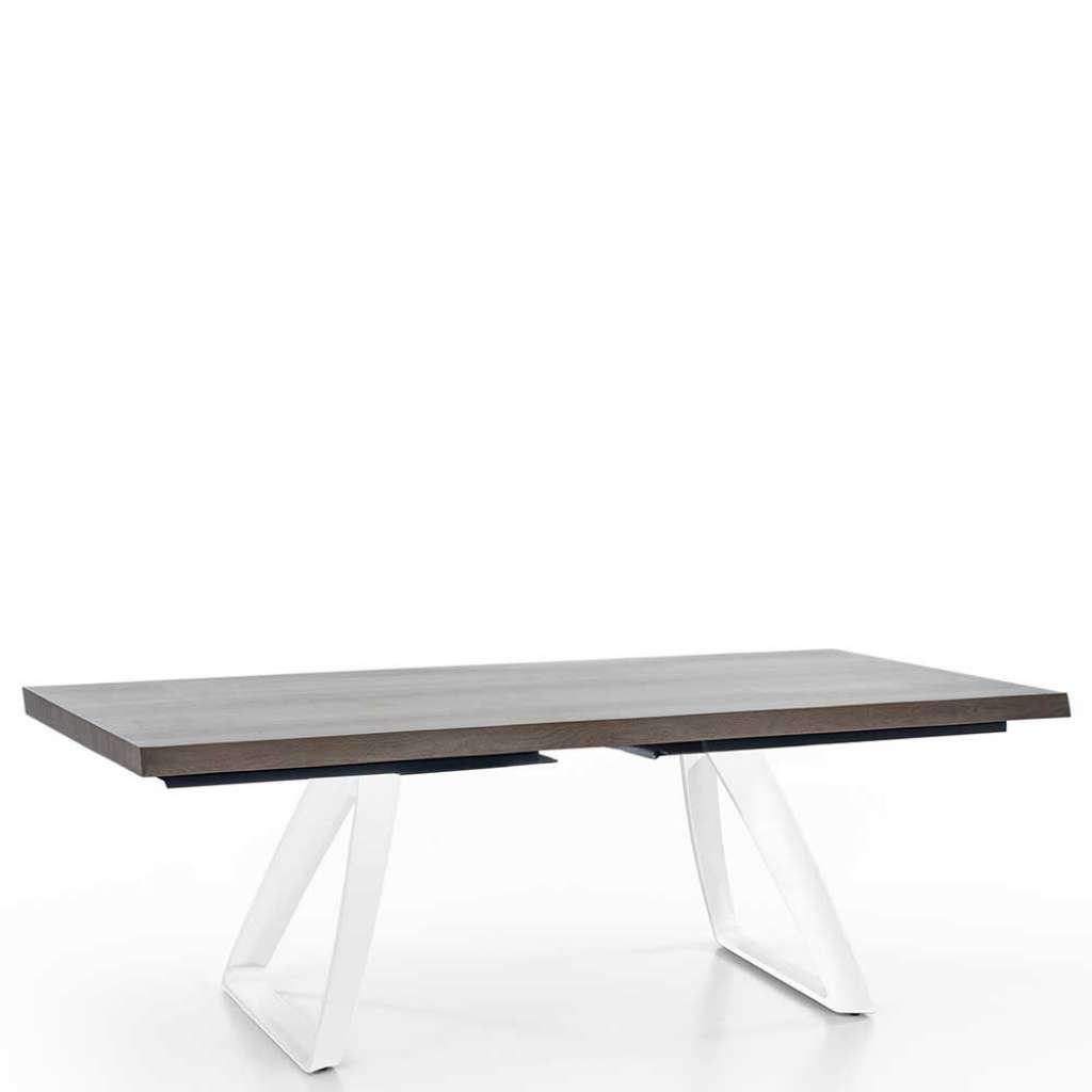 Esszimmertisch in Esche Grey Wash furniert Bügelgestell in Weiß