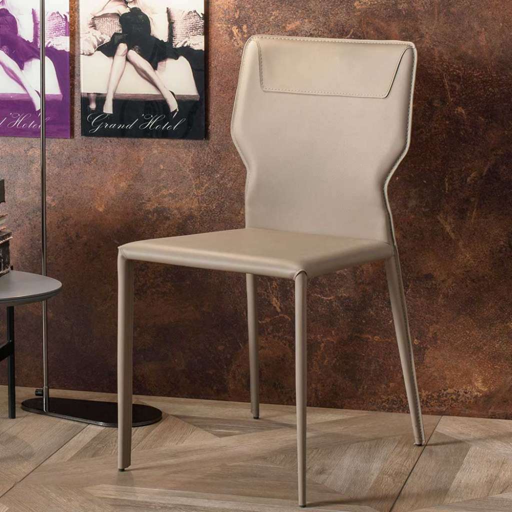 Polsterstühle in Taupe Kunstleder Metallgestell (2er Set)