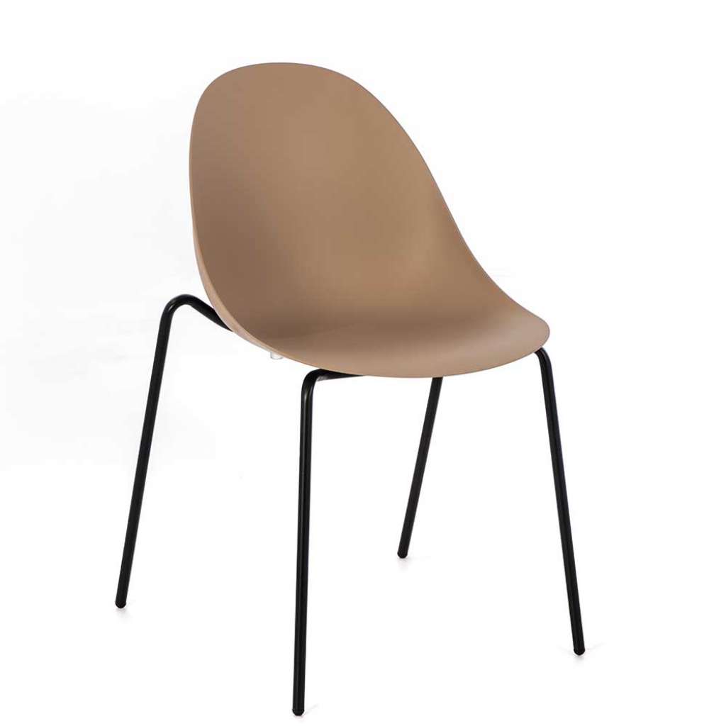 Esstisch Stühle in Hellbraun und Schwarz Kunststoff (4er Set)