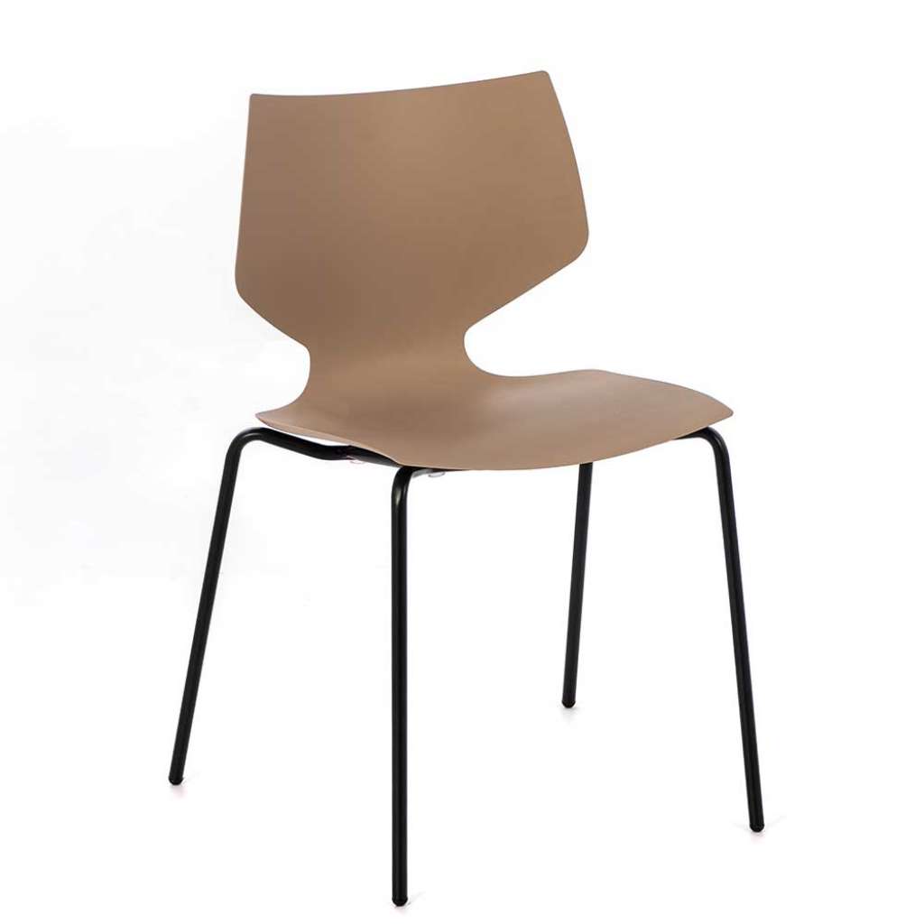 Kunststoff Küchenstühle in Hellbraun 45 cm Sitzhöhe (4er Set)