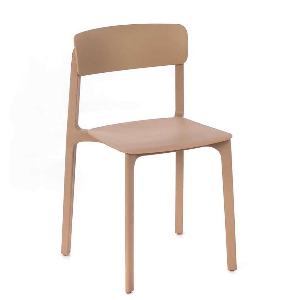 Stapelstühle in Hellbraun Kunststoff (4er Set)