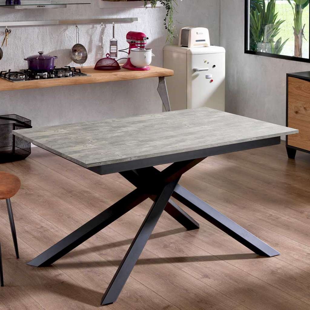 Esstisch in Graubraun und Schwarz ausziehbar