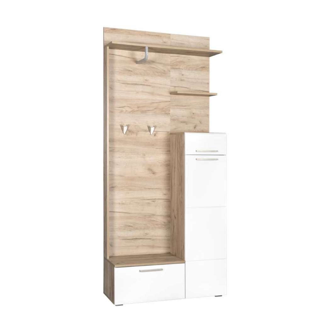 Garderoben Set in Sonoma Eiche und Weiß 90 cm breit