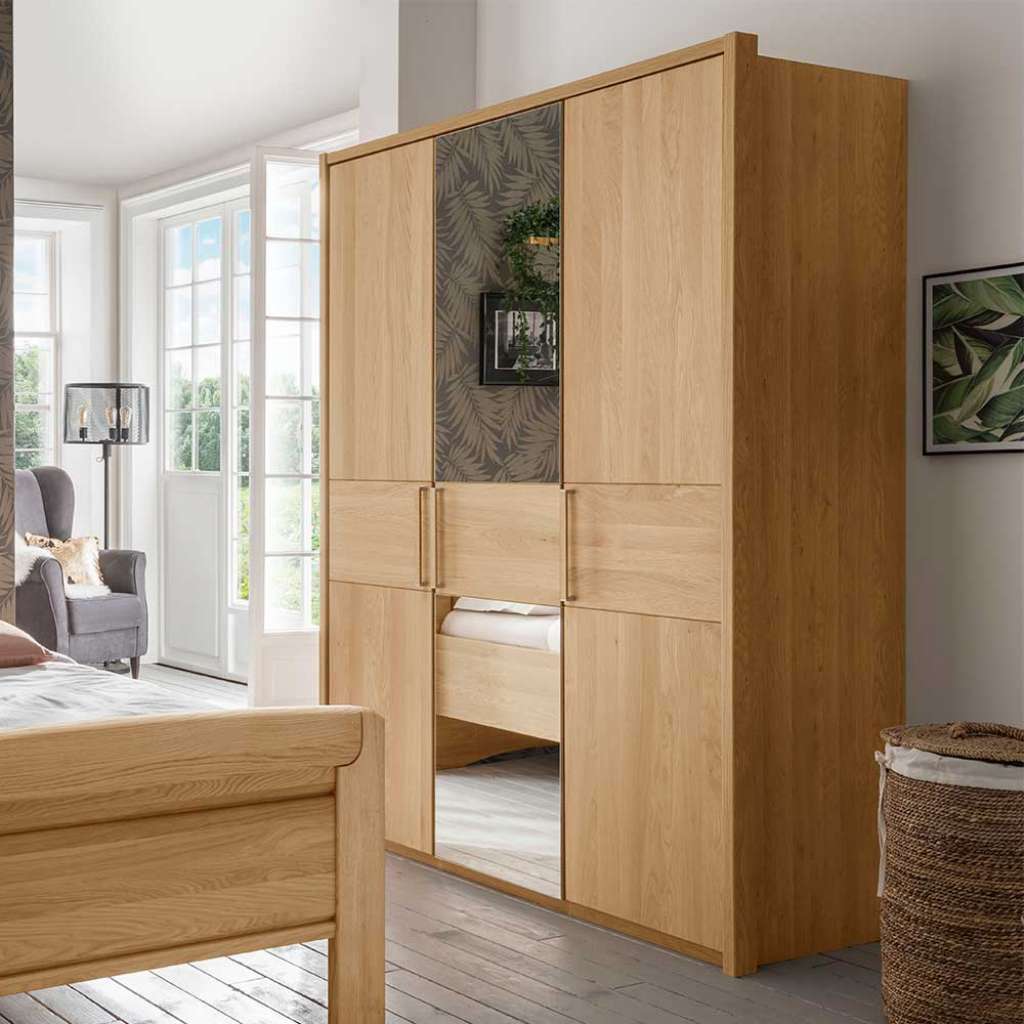 Drehtürschrank aus Eiche teilmassiv Spiegel
