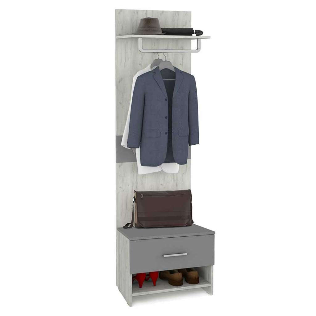 Garderobe in Grau und Weißeiche modern
