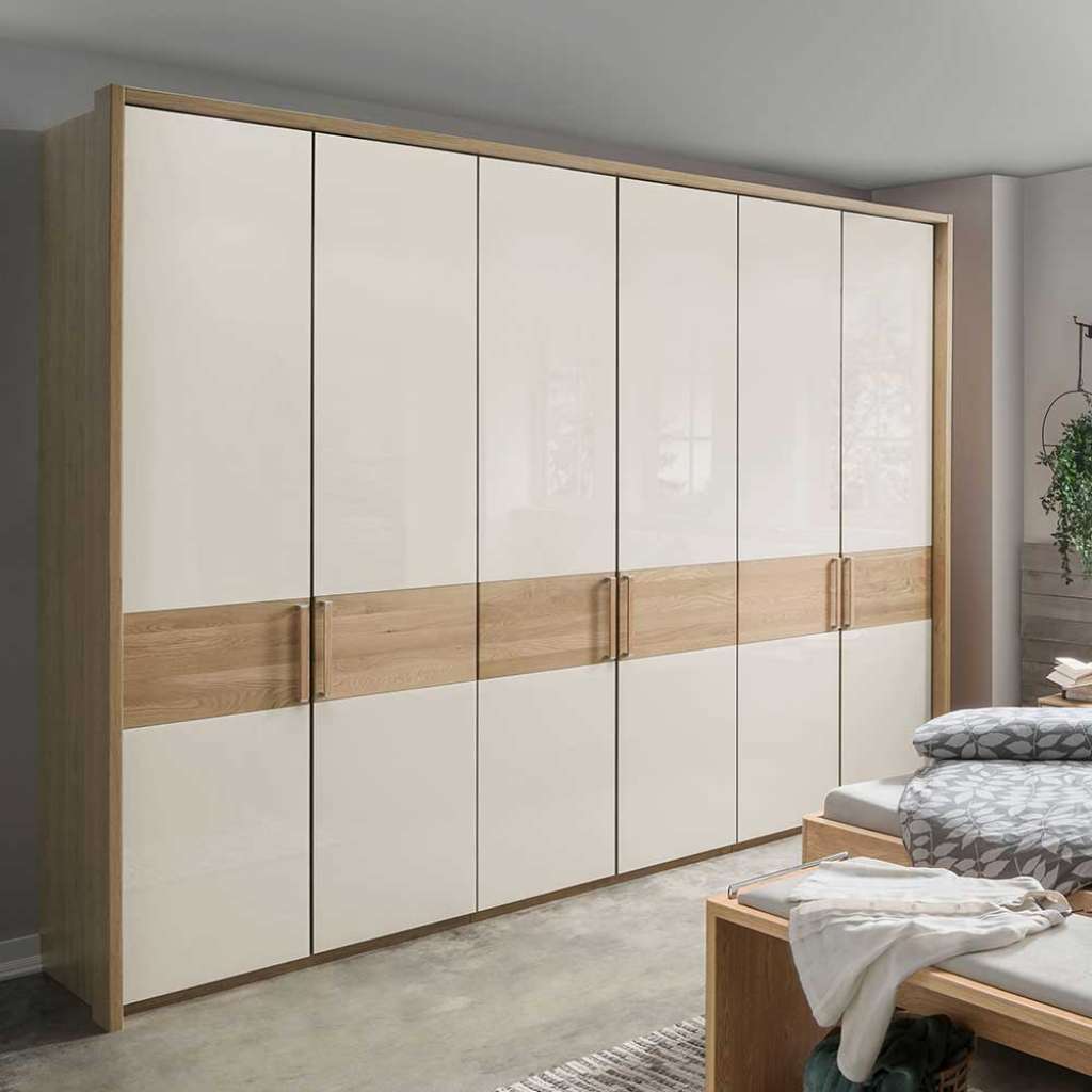 Drehtüren Kleiderschrank in Beige Glas beschichtet 6-türig