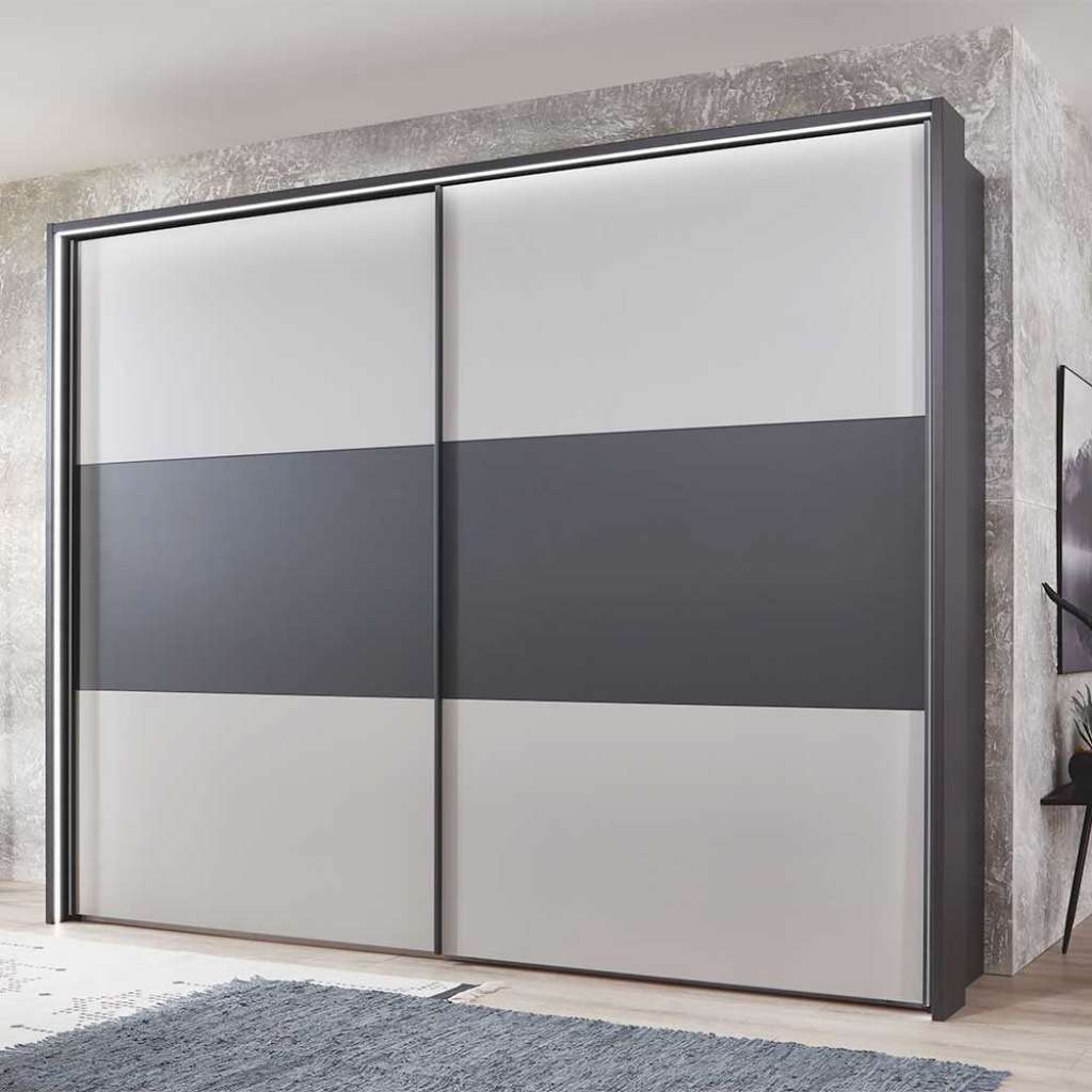 Schwebetürenkleiderschrank in Anthrazit und Hellgrau Made in Germany