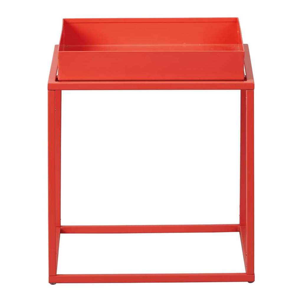 Metalltisch in Rot 35 cm breit und 40 cm hoch
