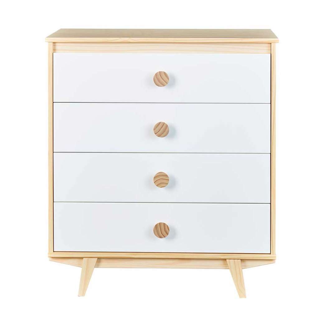 Schubladenkomode in Weiß und Kiefer Bianco 90 cm breit